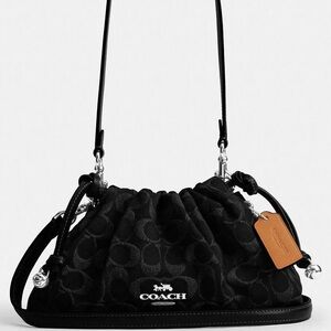 Coach Black Signature Denim Faye Shoulder Bag